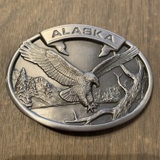 Vtg Siskiyou Alaska Belt Buckle 1986 Eagle