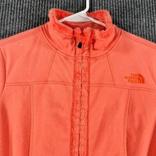 The North Face Sweatshirt Womens Small Orange Long Sleeve Full Zip Mock Neck