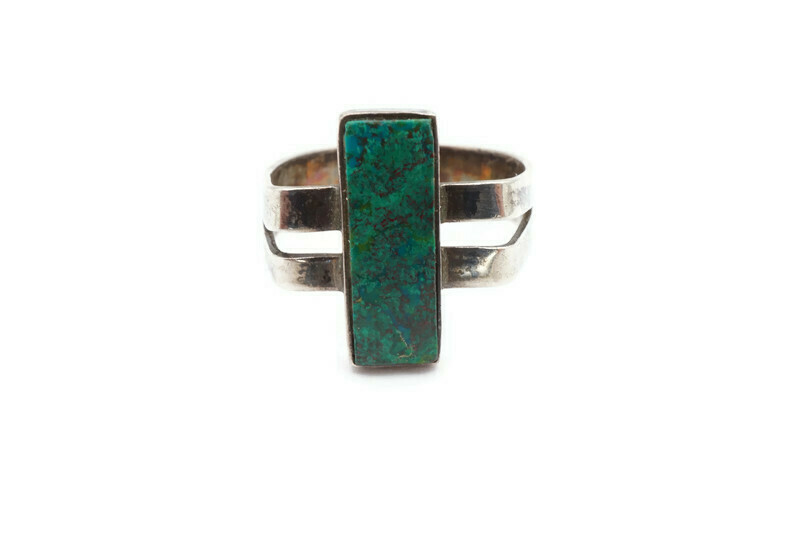 Vintage Fred Harvey Era Navajo Sterling Silver Turquoise Ring Size
