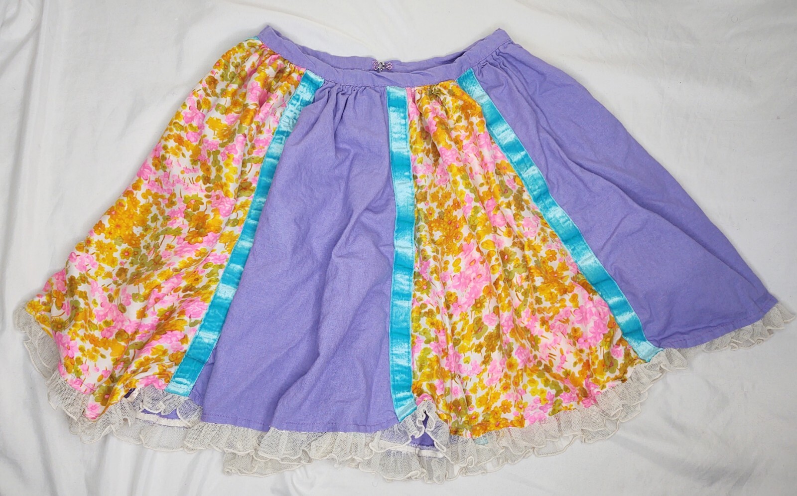 Women's Small Handmade Patchwork Panelled Skirt R… - image 2