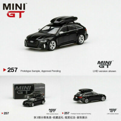 ミニカー MINI GT Audi RS 6 Avant Mythos Black Mini GT Audi RS6 Avant Black Metallic w/ Roof Box TSM Model