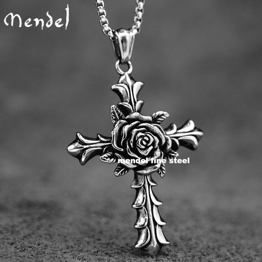 MENDEL Gothic Mens Womens Christian Rosicrucian Rose Cross Pedant