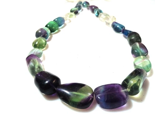 310Cts Multi Fluorite Nugget 10x14-11x21mm Smooth Loose Gemstone Beads 16"Inch