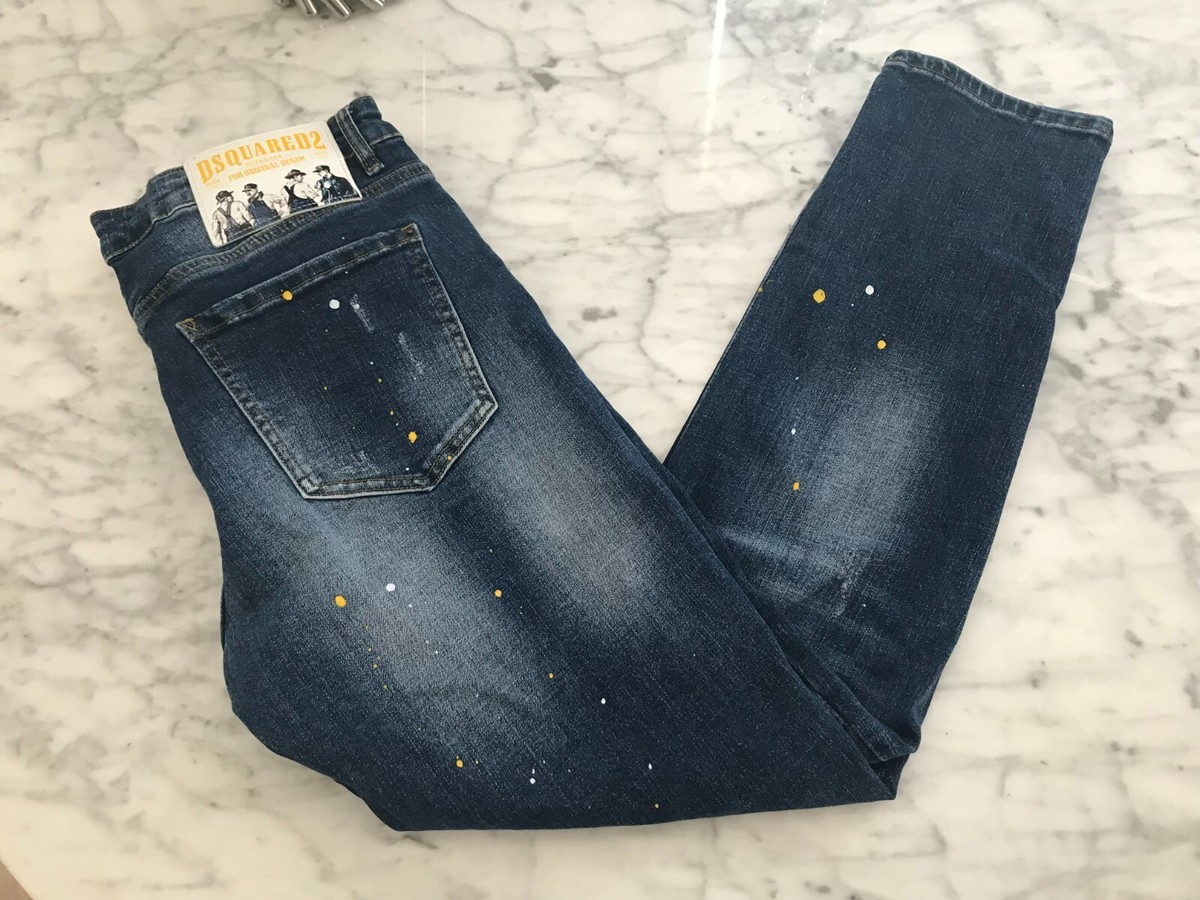 Dsquared2 Faded Stretch Cotton Distressed Paint Splatter