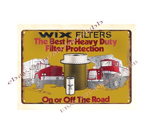 WIX OIL FILTERS on or off the road metal tin sign plaque metal advertising wall