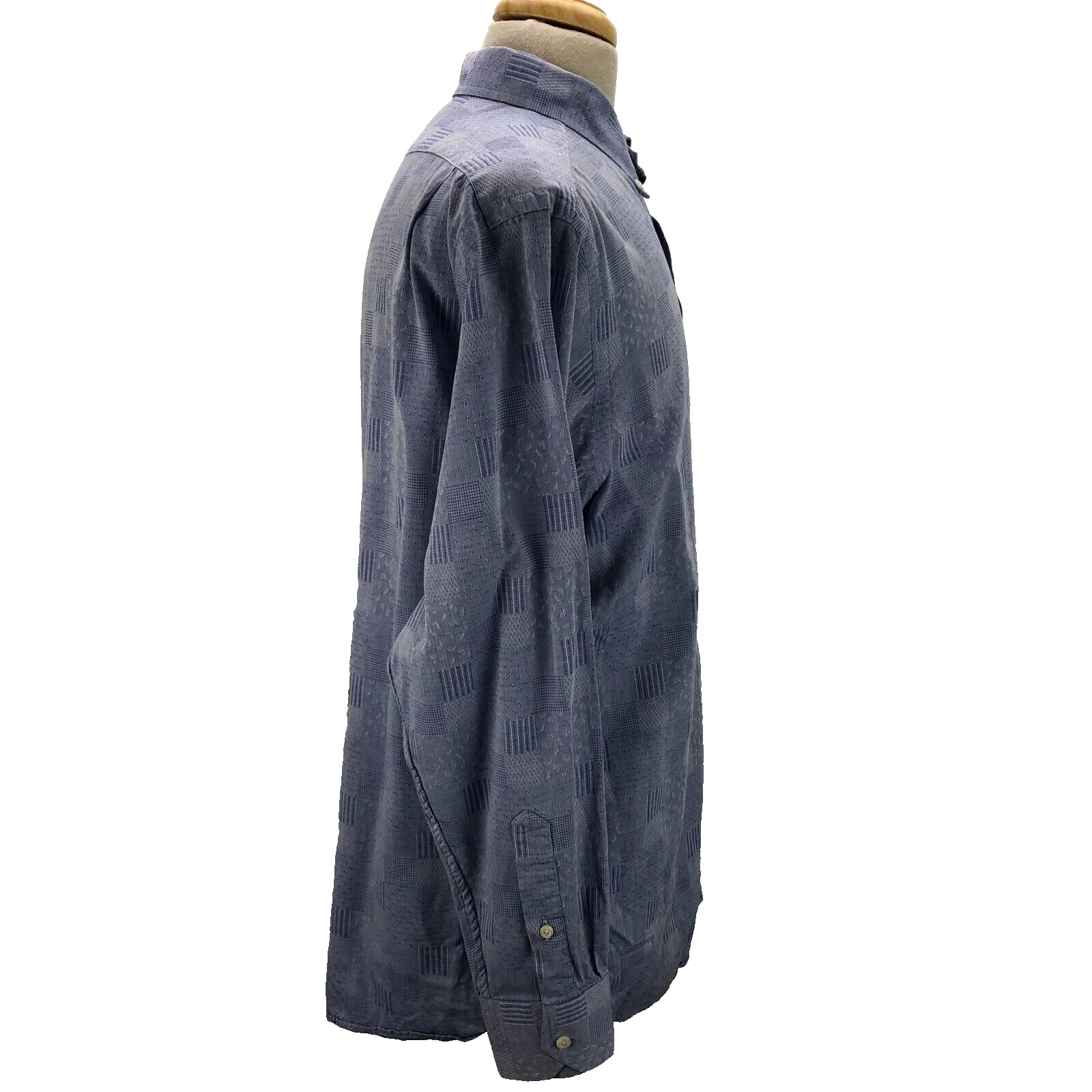 Cremieux XL Solid Blue Quilted Patchwork Button-U… - image 5