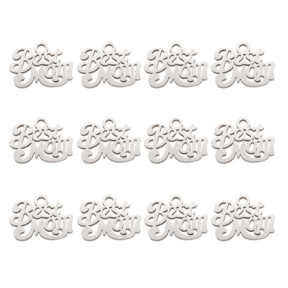 10pcs Mother's Day 304 Stainless Steel Charms With Best Mom
