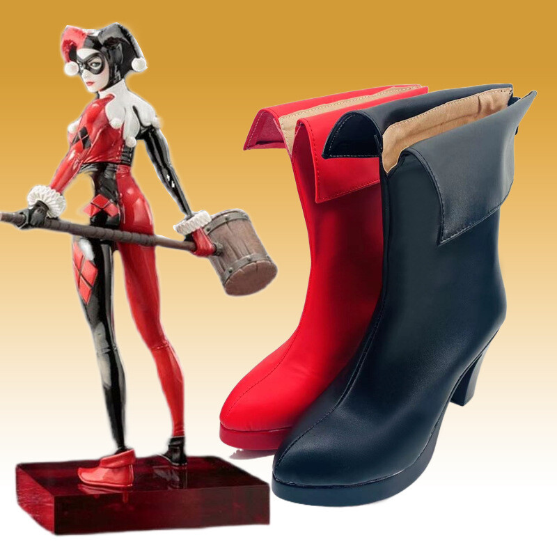 Cosplay Suicide Squad Harley Quinn High Heel Boots Shoes Halloween Costume  Props