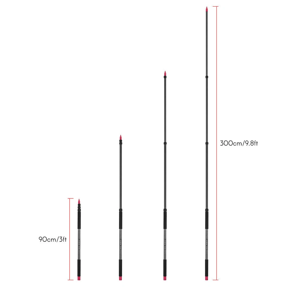 Andoer 9.8ft Carbon Fiber Microphone Boom Holder Arm Pole Extension Mount Stand - Imagem 3 de 4