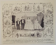 GENERAL TOM THUMB & WIFE COMMODORE NUTT & MINNIE WARREN Currier & Ives Print