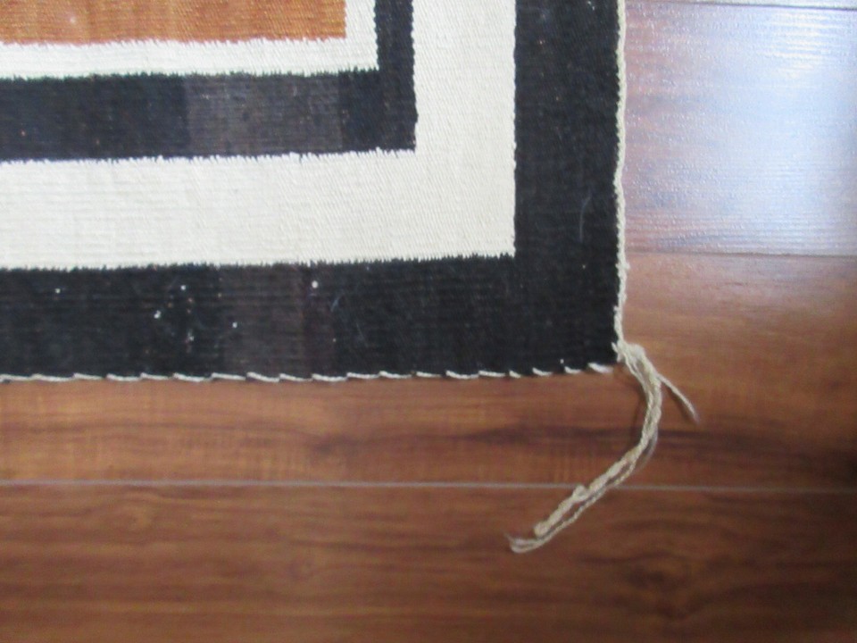 Navajo Native American Two Grey Hills Pattern Rug Weaving 1960'sapprox