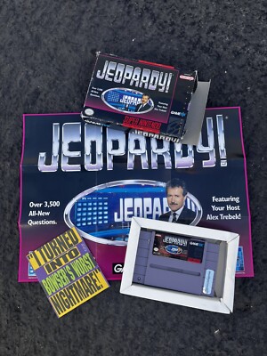 Jeopardy (Super Nintendo, 1992) W/ Box & Poster **MISSING MANUAL**