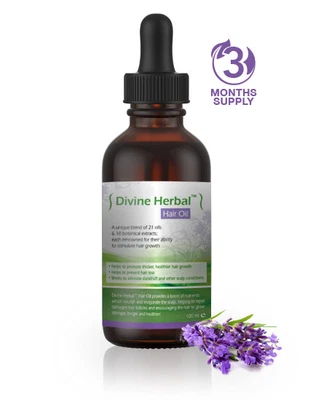 Divine Herbal Hair Oil - for hair growth, hair loss & Alopecia. Zero chemicals.