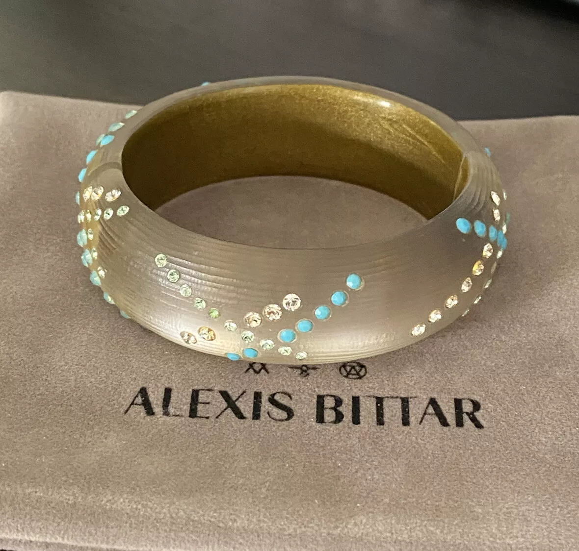 Alexis Bittar Mother of Pearl & Quartz Doublet Studded Lucite Bracelet -  Gold-Tone Metal Bangle, Bracelets - WA547290 | The RealReal