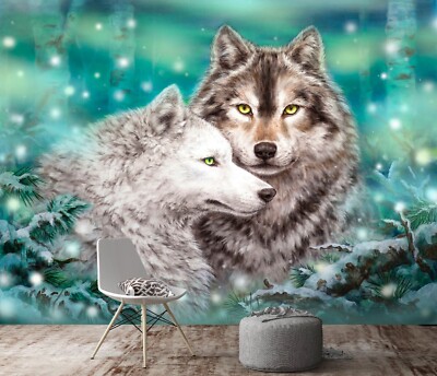 3D Forest Wolf O837 Wallpaper Wall Mural Self-adhesive Kayomi Harai Eve