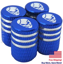 4x Wheel Tire Valve Cap Stem Cover For Bike, Car, Trucks Skull BLUE