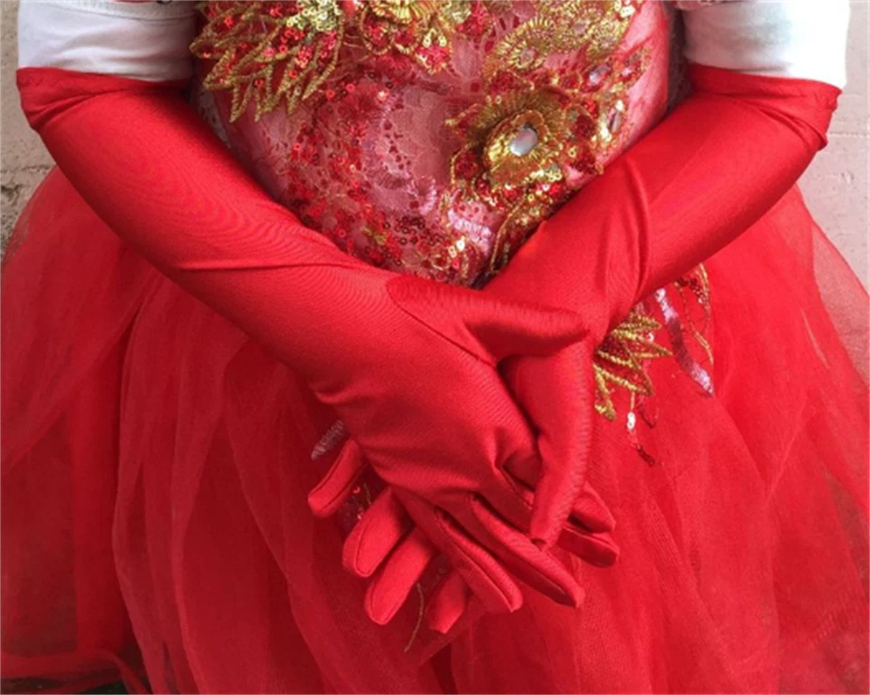 Halloween Niña Niños Fiesta Disfraz Satén Princesa Guantes Largos 3-9 Años Foto 3 de 4