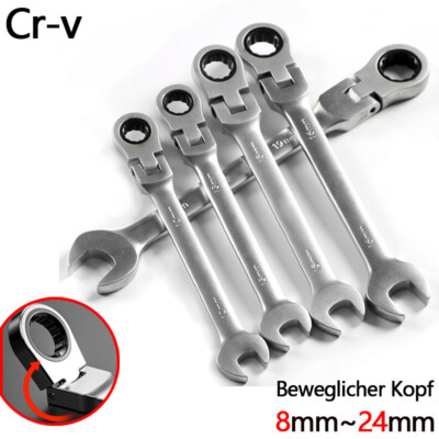 Ringratschenschlüssel Knarrenschlüssel 8~24mm Ringschlüssel Abwinkelbar Um 180°