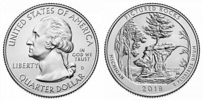 2018 D UNC Uncirculated Pictured Rocks Michigan Quarter Twenty Five Cent Coin