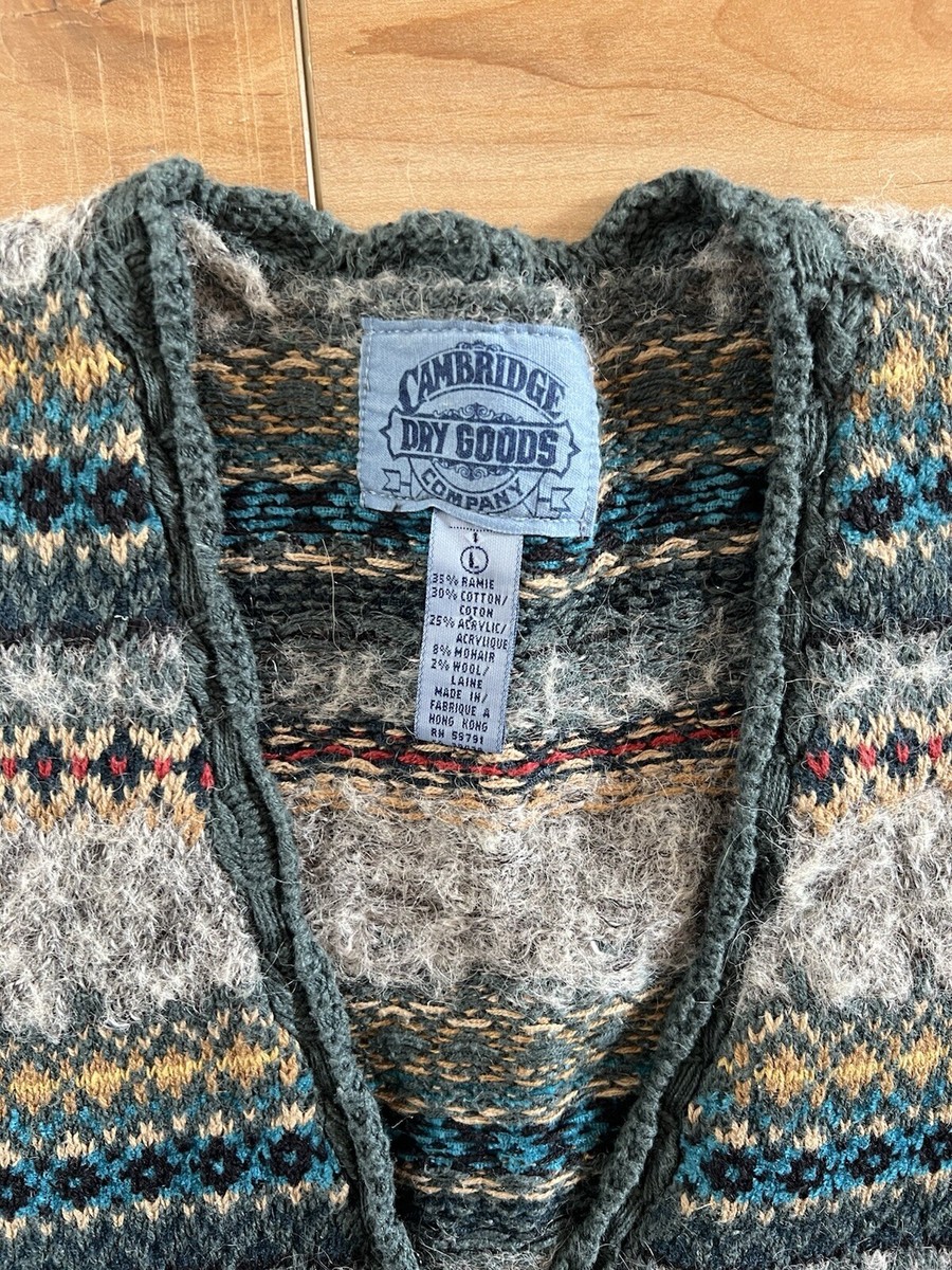 Sweater Vest Vintage Granny Crop Cambridge Large Cottage Green 90s