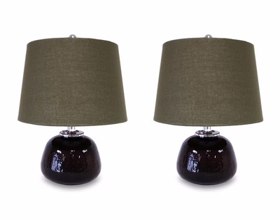 Set Of 2 16 Premium Dark Brown Glass Accent Table Lamps Table Lamp Set For Sale Online