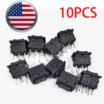 10Pcs KCD1 Mini Rocker Switch Momentary (On)-Off-(On) 6A/250VAC USA Stock!!!