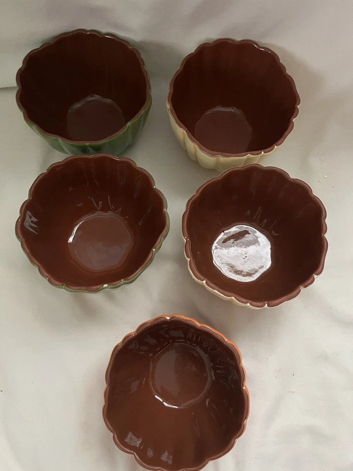 TAG Autumn Harvest Gres Calabaza Cuencos Condimento Dip Sopa, 4,25” Ancho, Juego de 5 Foto 2 de 4