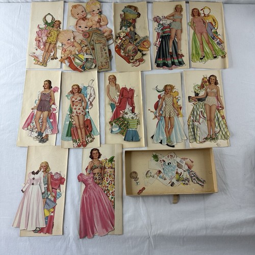 Vintage Papierpuppe Lot 1930er 1940er WWII Ära Mädchen Babys Anmut Kleider Outfits Spielzeug
