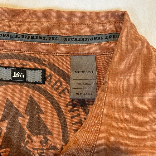 Bouton manches longues orange brûlé REI poches 100% coton randonnée décontractée taille XXL - Photo 3/15