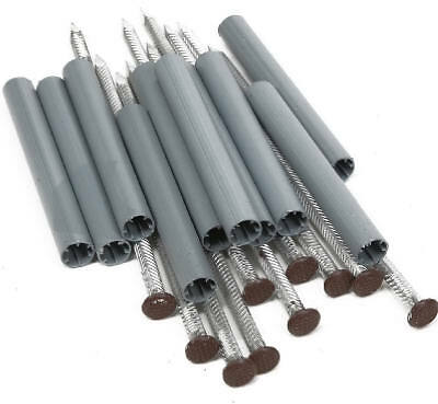 Gutter Spike & 4-In. Plastic Ferrule, Brown Steel, 7-In., 10-Pk