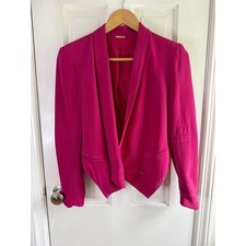 Rebecca Minkoff Pink Silk Becky Blazer Jacket Size 0 EUC Shawl Collar Peaked Hem