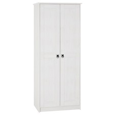 Armoire RESIDENCIA penderie style mexicain 2 portes en pin lasuré blanc