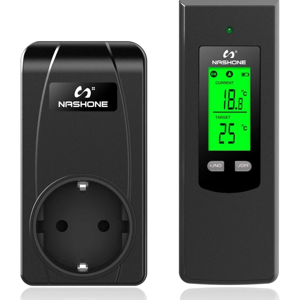 Wireless Thermostat Steckdose Digitaler Temperaturregler Schwarz Heizung Kühl...