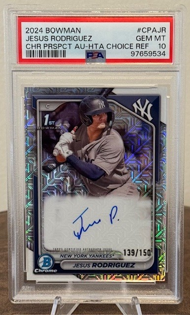 2024 Bowman JESUS RODRIGUEZ 1st Prospect Autograph HTA Refractor /150 PSA 10