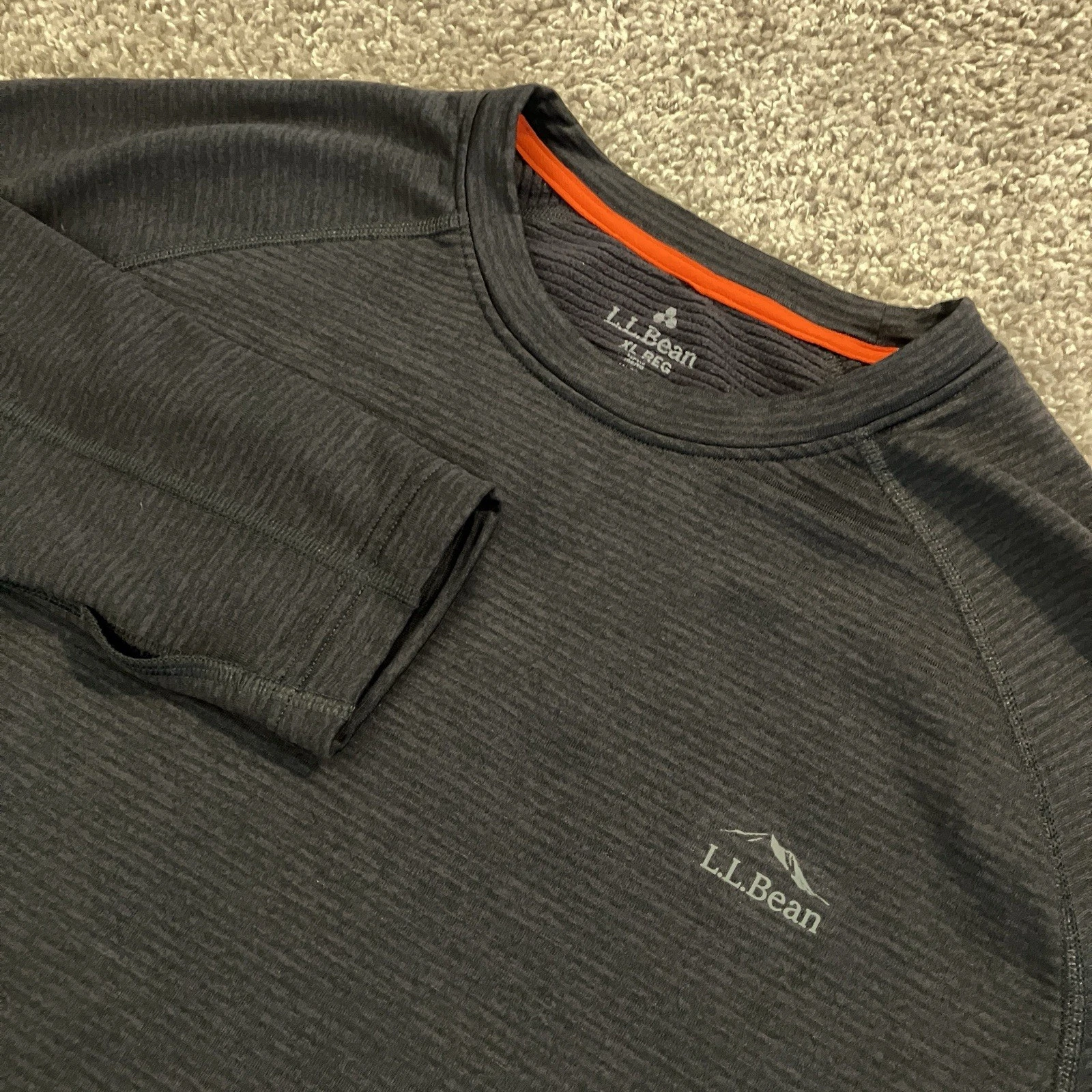 L.L.Bean Midweight Base Layer Crew Top Dark Gray Mens Size XL REG
