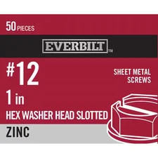 #12 X 1 In. Slotted Hex Head Zinc Plated Sheet Metal Screw (50-Pack)