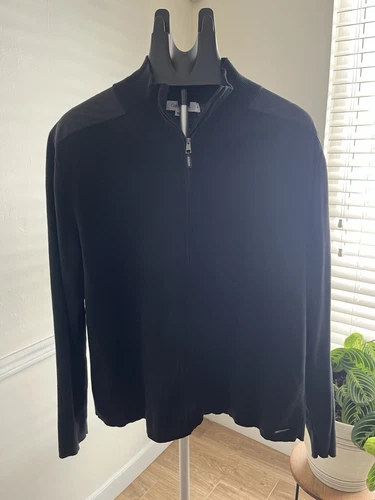 Calvin Kline Men’s Medium Black Zip Up Mock neck  Sweater