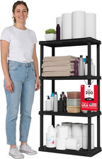 4-Shelf Light Duty Plastic Storage Shelves, 200Lb Capacity, 48" H X 24" W X 12"