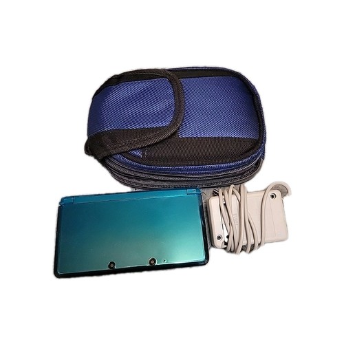 Nintendo 3DS Aqua Blau Handheld-Konsole mit Ladegerät und Tasche