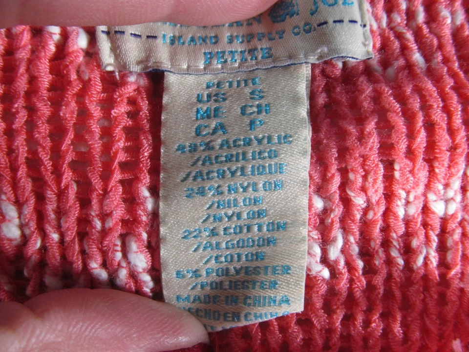 Suéter para mujer Caribbean Joe Petite SM coral y blanco ligero Foto 4 de 4