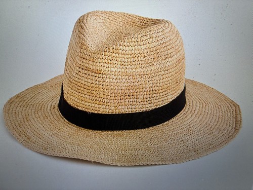 J Crew Straw Wide Brim "Packable" Hat Medium-Large NWT Packable