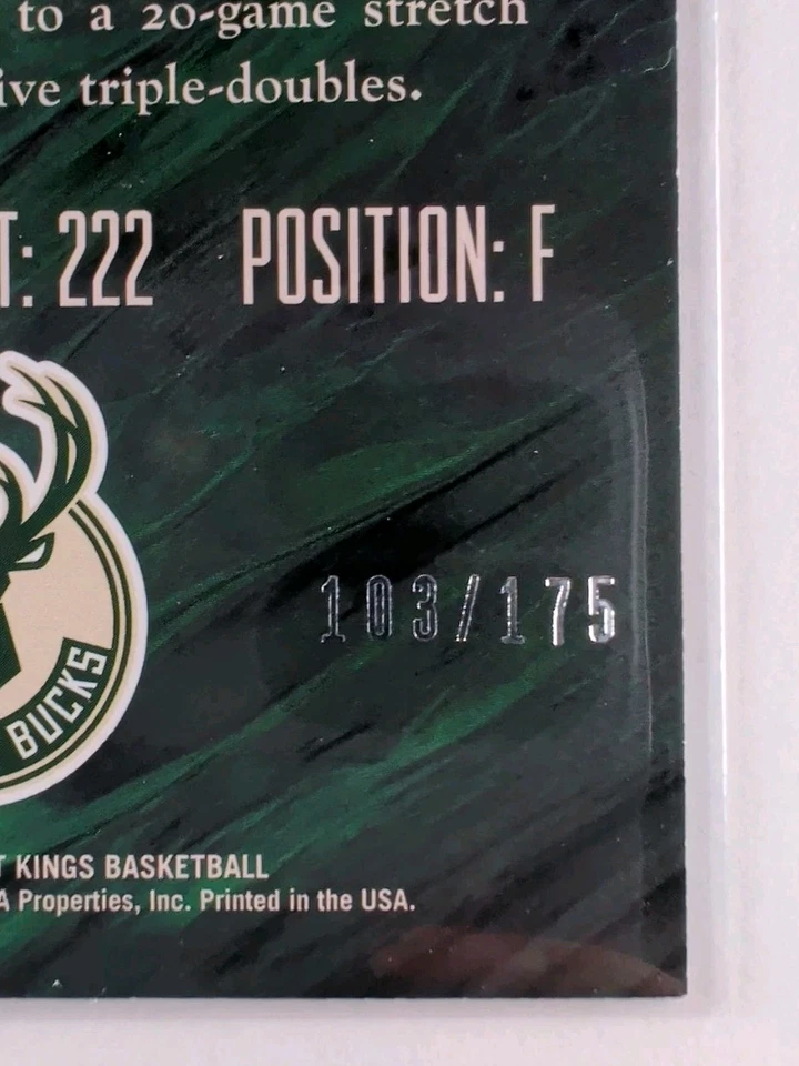 2016-17 Panini Court Kings Portraits /175 Giannis Antetokounmpo #34 - Image 3 of 3