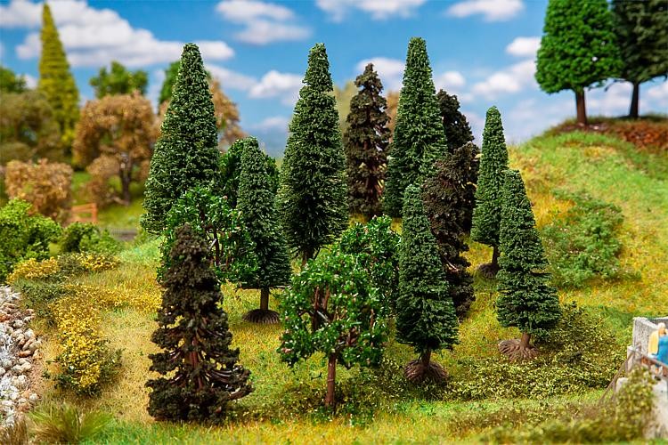 Faller 181529 - 1/87 / H0 15 Mixed Forest Trees, Sorted - New