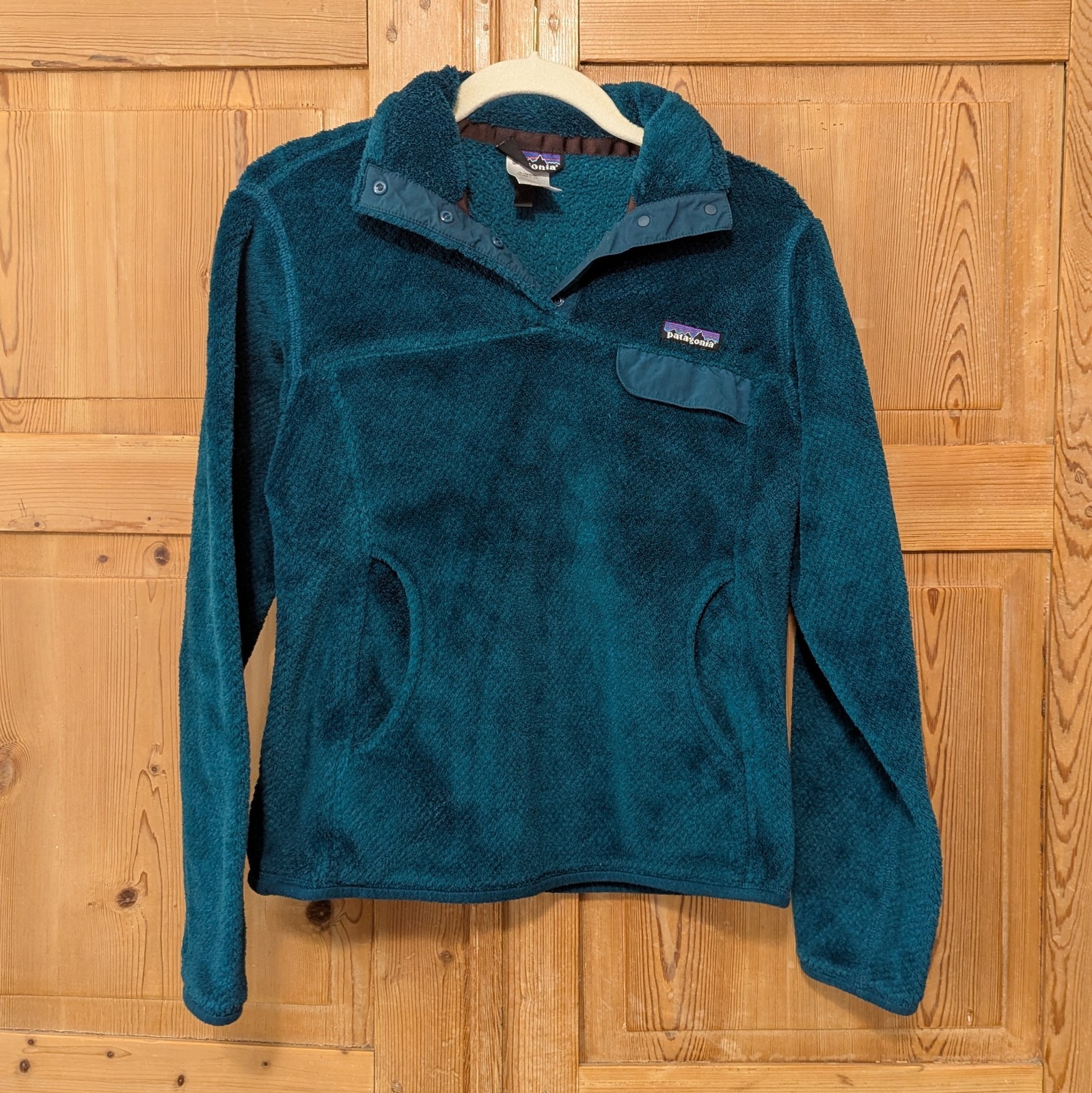 Patagonia Womens Small Turquoise Blue Retool Snap T Fleece Pullover Jacket