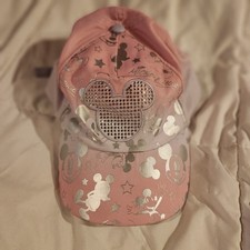 Disney Parks Mickey Mouse Womens Adult Pink Purple Rhinestone Baseball Cap Hat