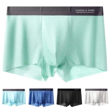 Comfortable Men's Ice Silk Boxer Shorts Mid Waist Quick Dry Seamless Trunks