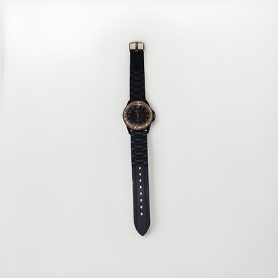 Geneva Rubber Banded Watch with rhinestones around face
