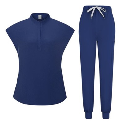 Women s Medical Scrub Set Sleeveless Top Jogger Pants Clinic Uniform