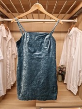 Urban Outfitters Womens Velvet Slip Dress Blue Green Mini Party Strappy Size M