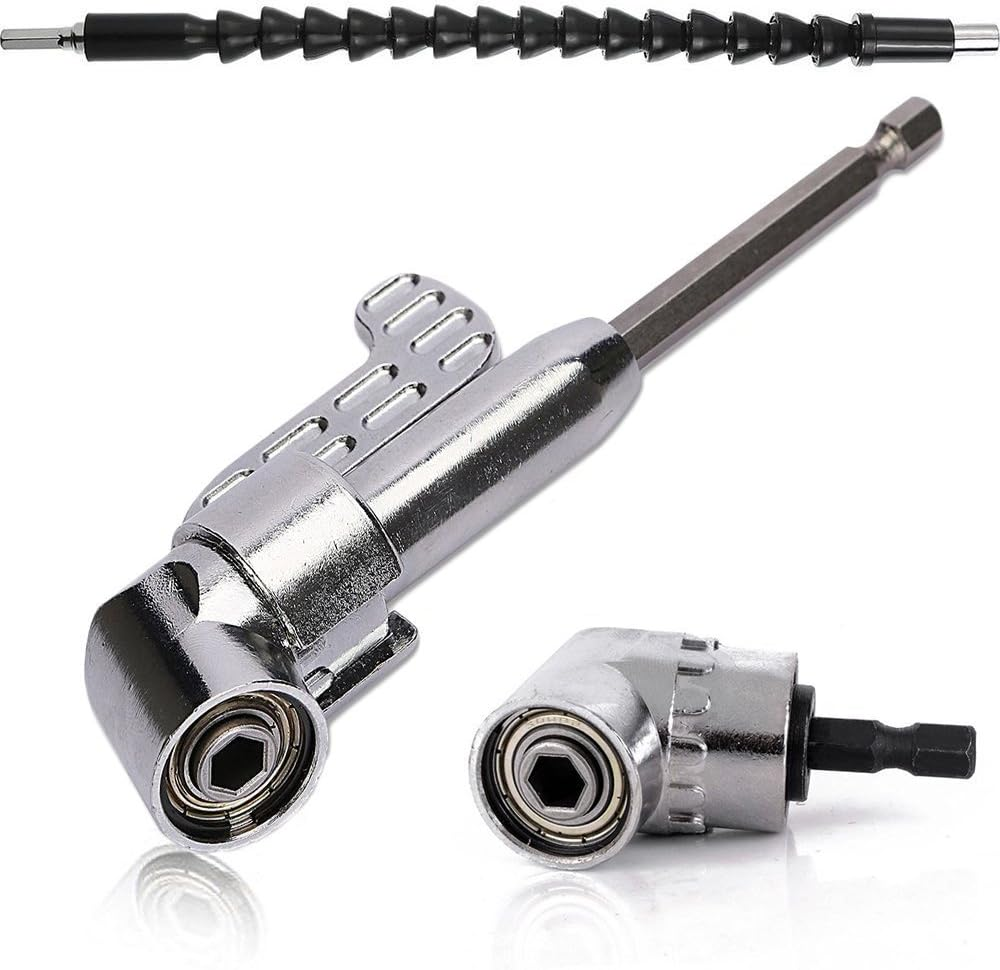 2Pcs Right Angle Drill Adapter Kit - 105 Degree, 1/4 Inch Hex Shank Screwdriver